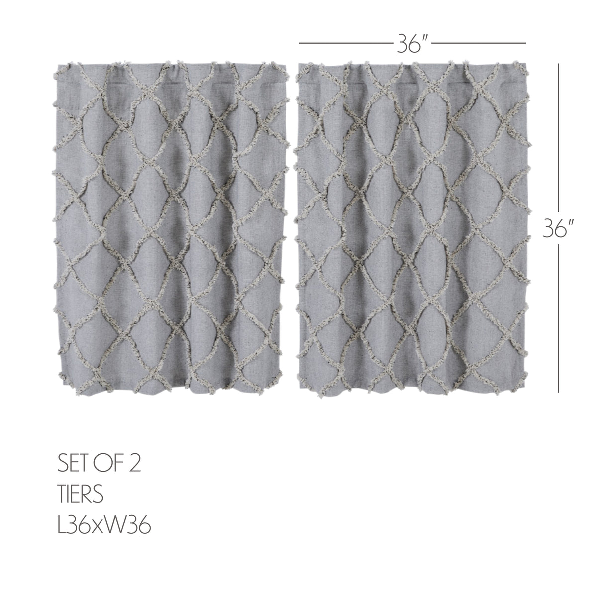 Frayed Lattice Curtain Set