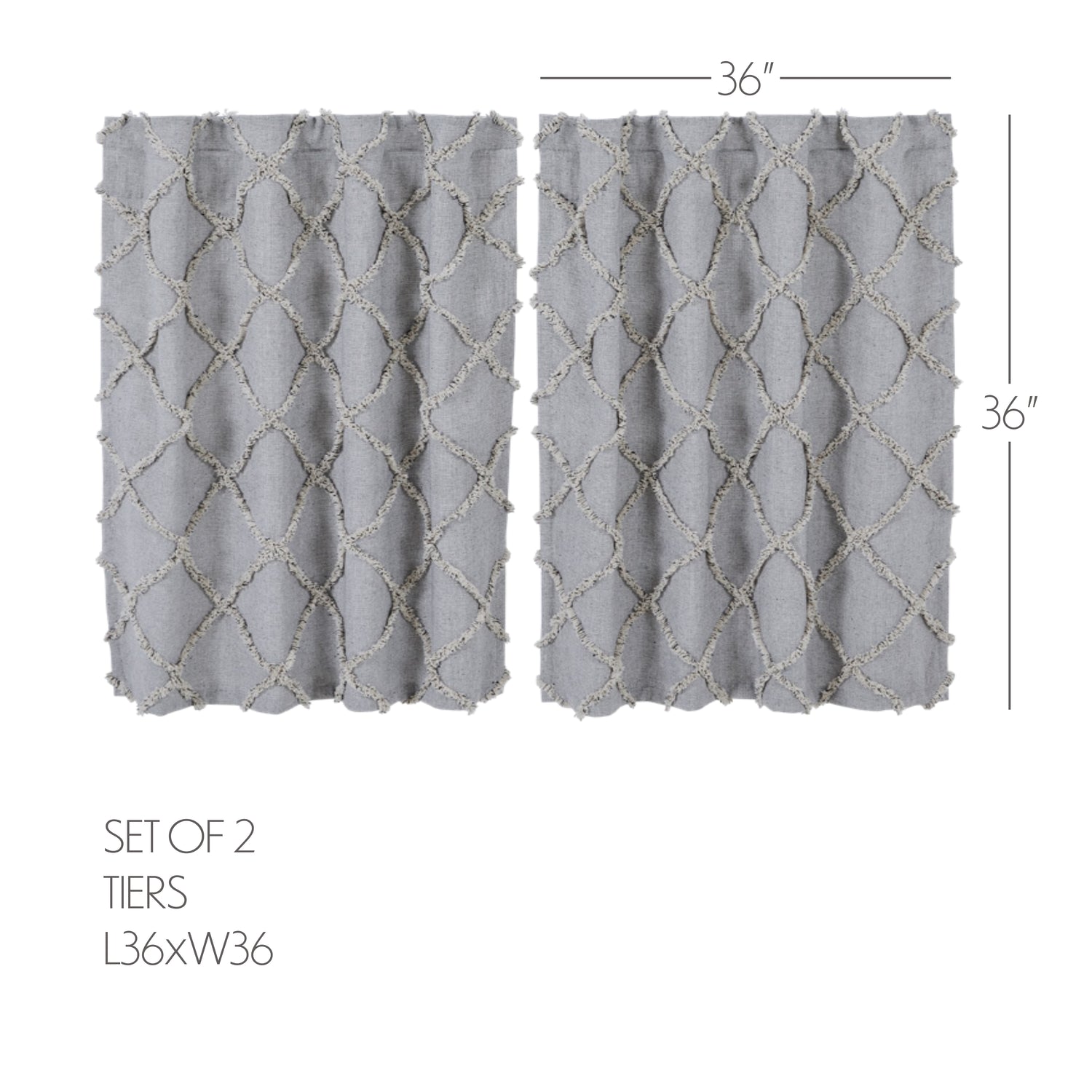 Frayed Lattice Curtain Set