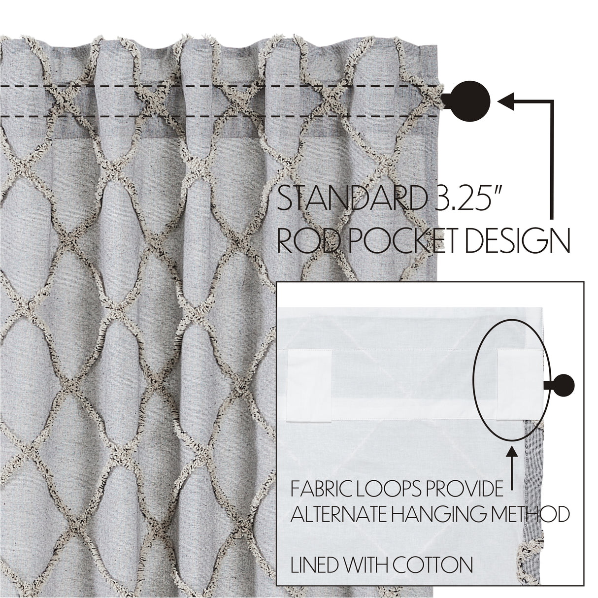 Frayed Lattice Curtain Set