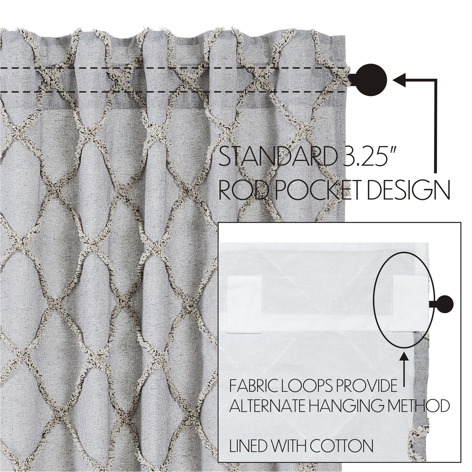 Frayed Lattice Curtain Set