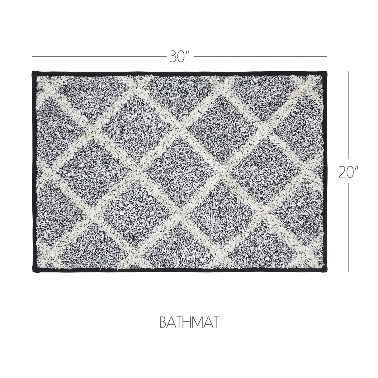 VHC Brands Frayed Lattice Denim Grey 2pc Bathhmat Set, 20x30 and 27x48