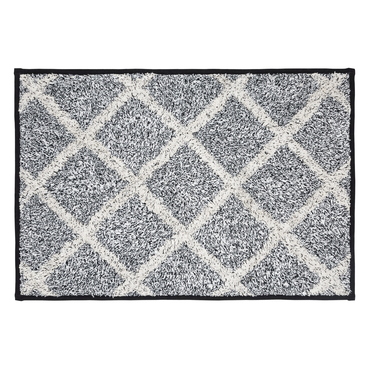 VHC Brands Frayed Lattice Denim Grey 2pc Bathhmat Set, 20x30 and 27x48