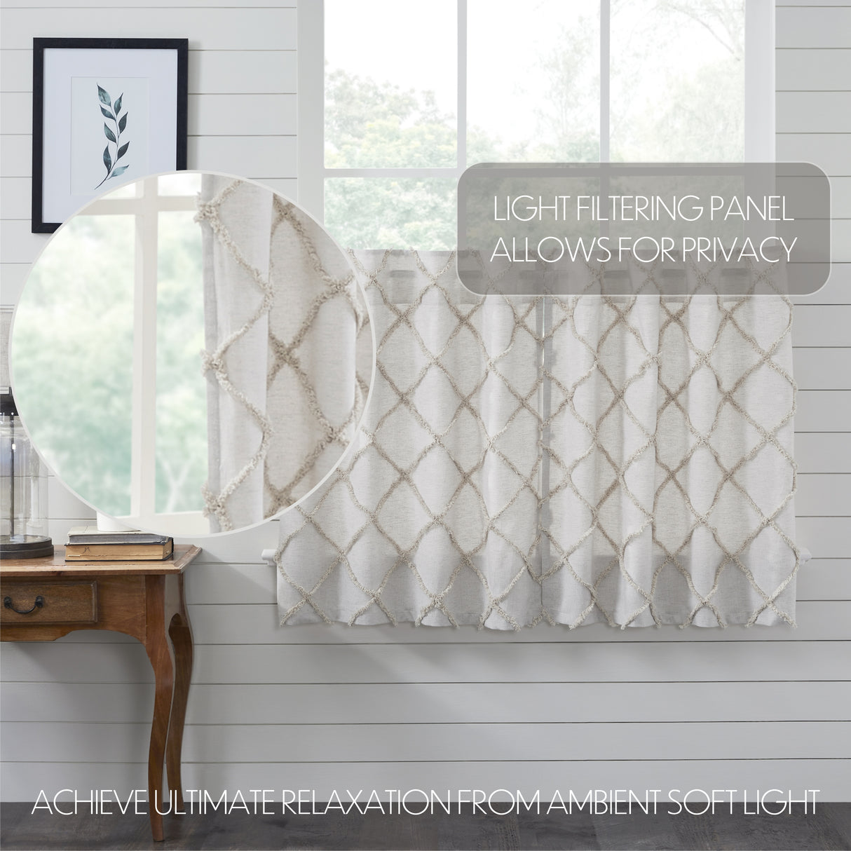 Frayed Lattice Curtain Set