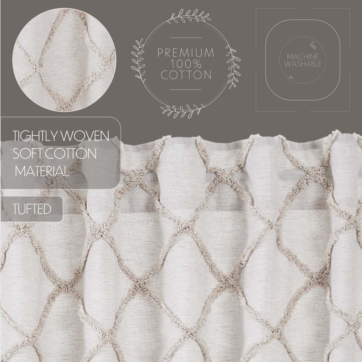 Frayed Lattice Curtain Set