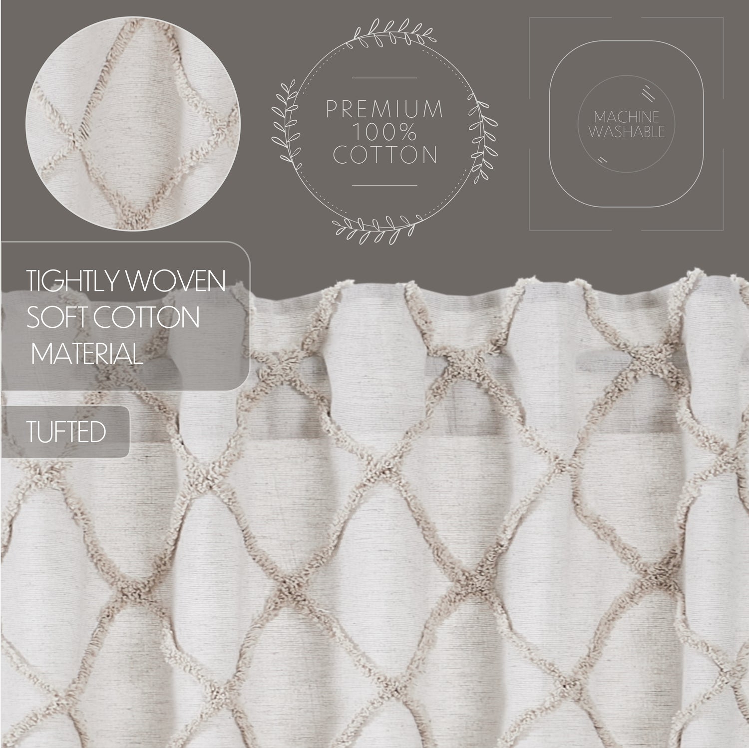 Frayed Lattice Curtain Set