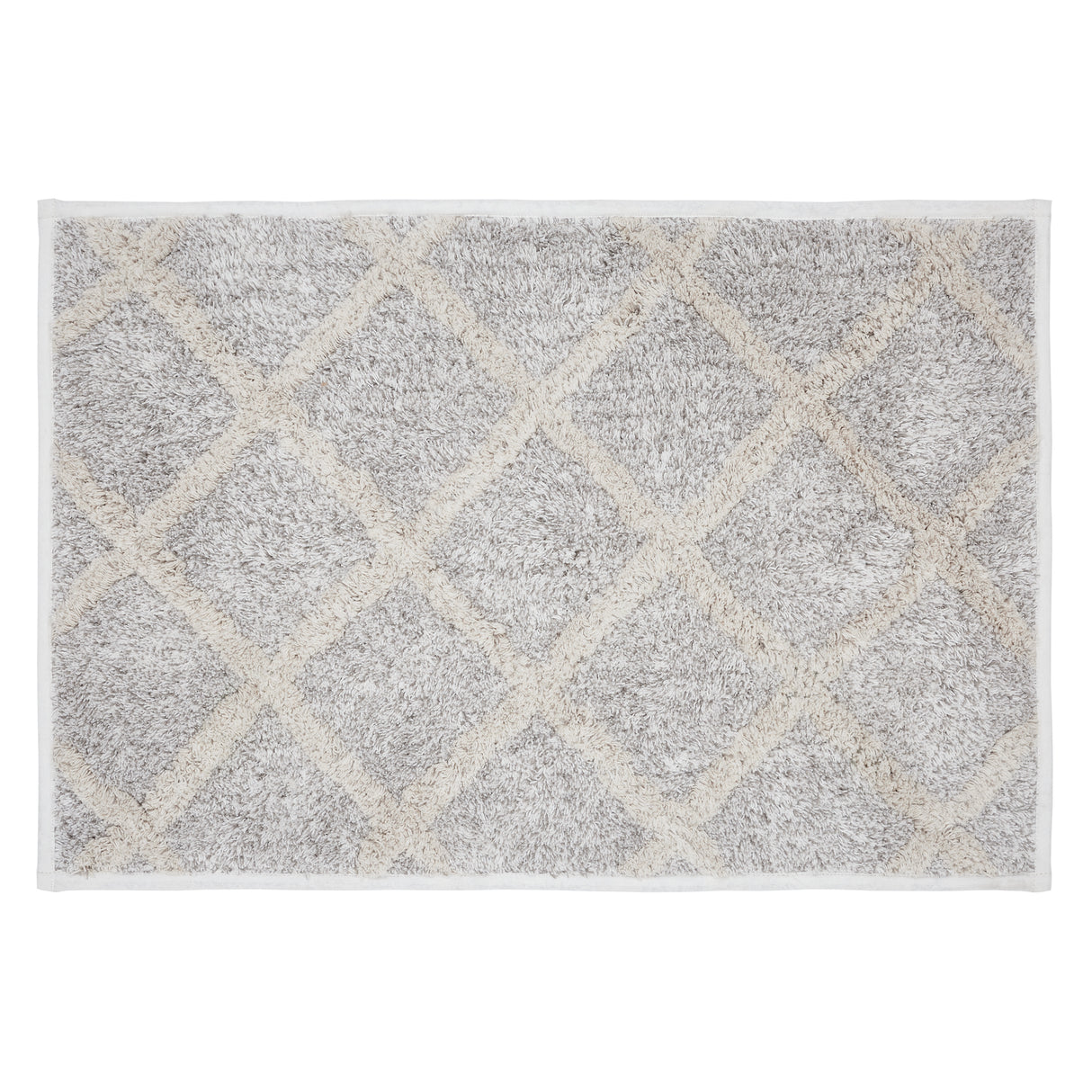 VHC Brands Frayed Lattice Oatmeal Tan 2pc Bathhmat Set, 20x30 and 27x48