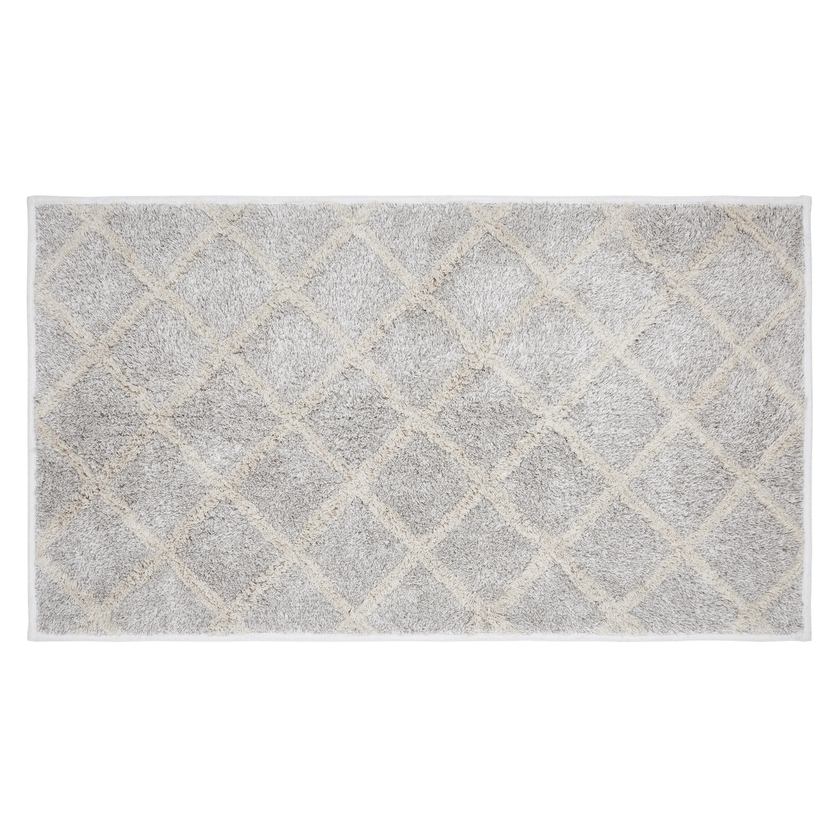 VHC Brands Frayed Lattice Oatmeal Tan 2pc Bathhmat Set, 20x30 and 27x48