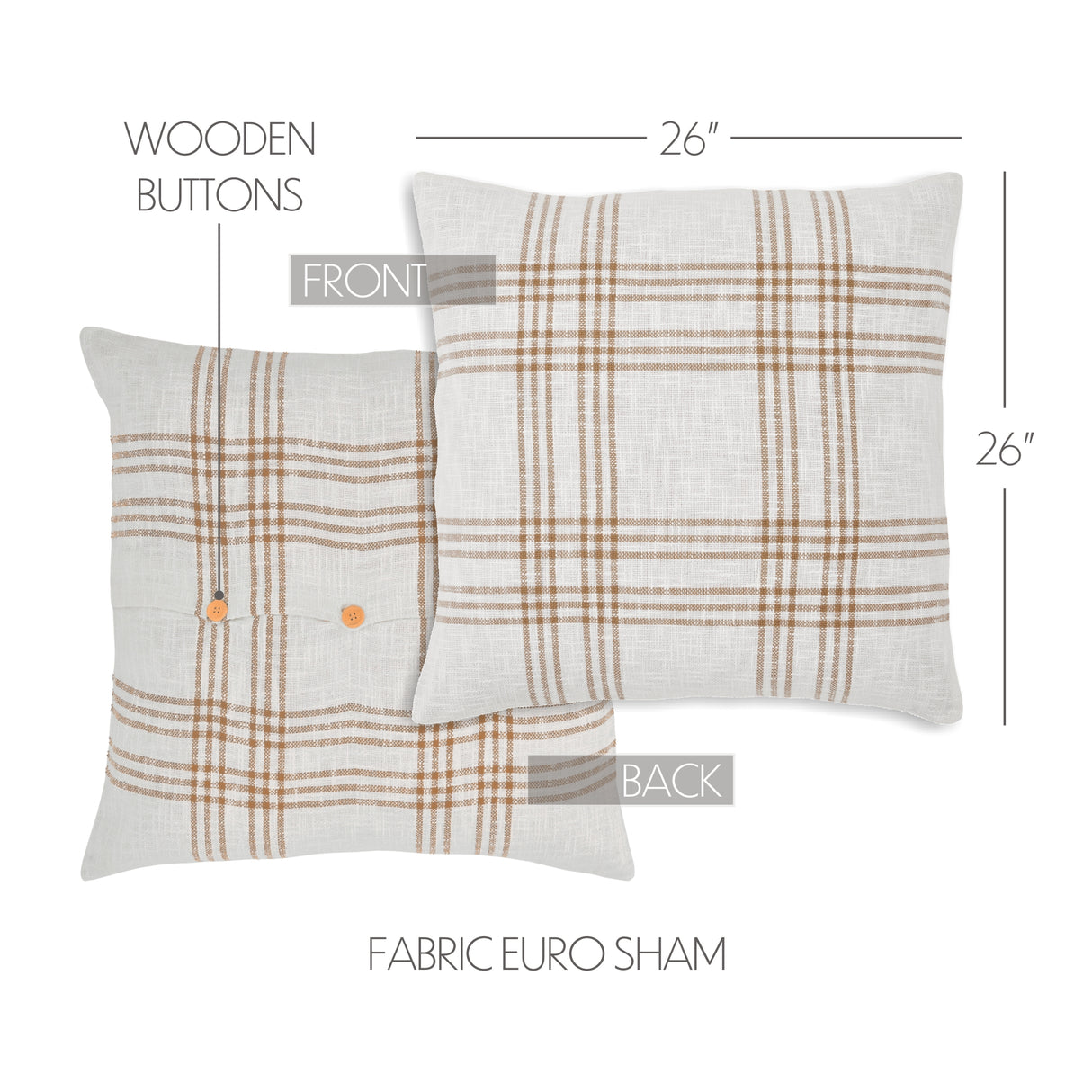 Plaid Fabric Euro Sham 26x26