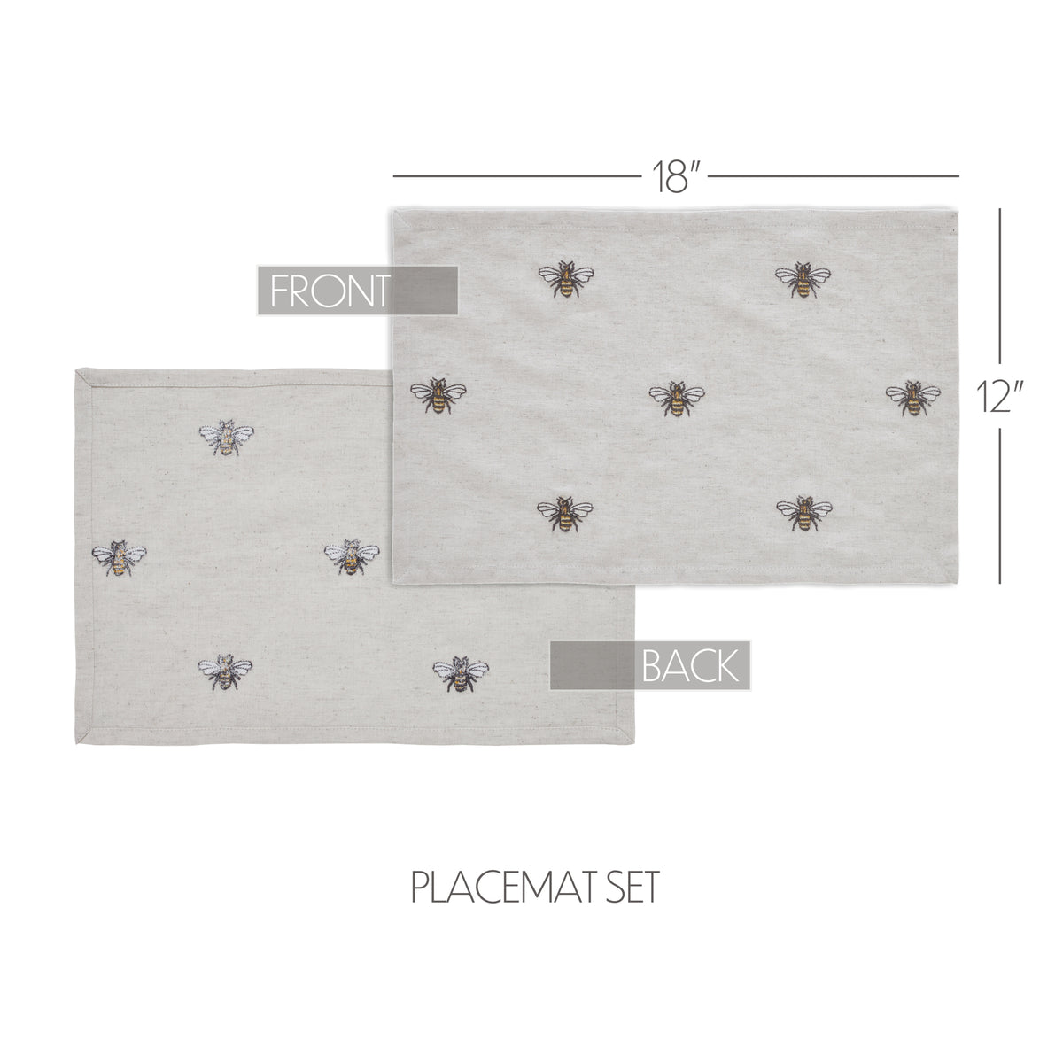 Embroidered Bee Soft Yellow 13x72 Table Runner & 6 pc 12x18 Placemat Set