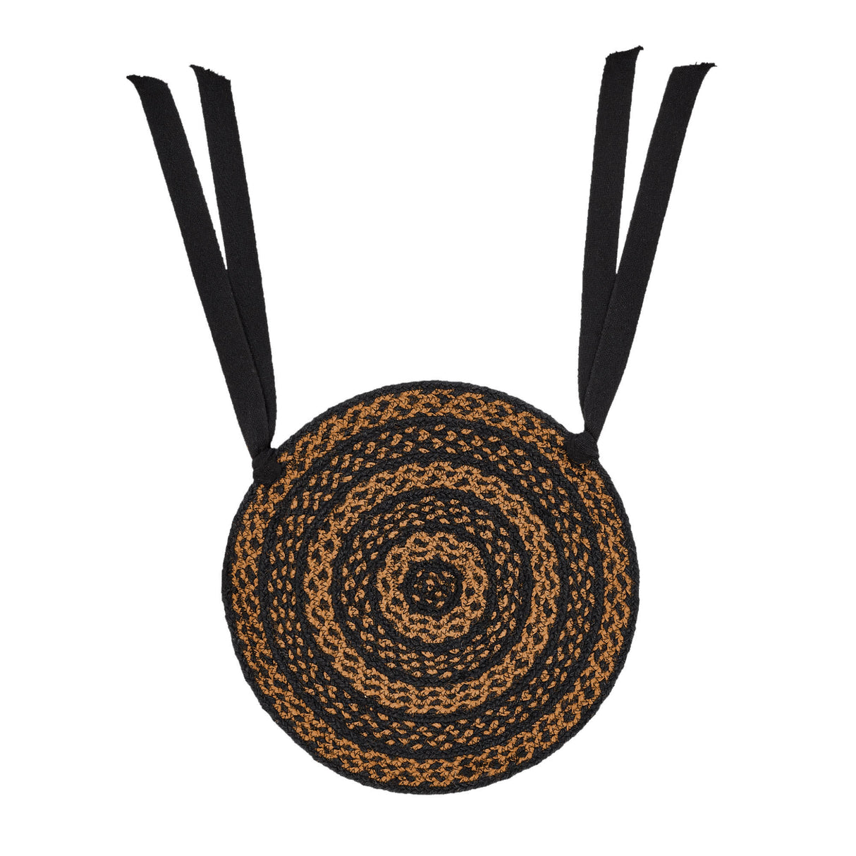 Black & Tan 15 Inch Braided Jute Chair Pad