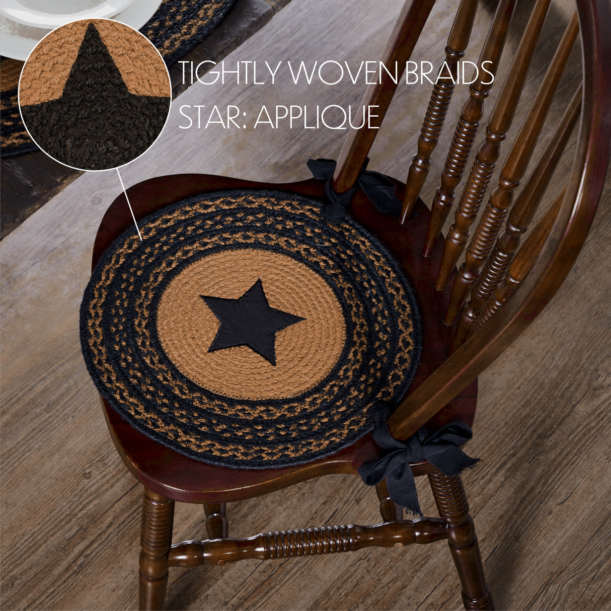 Farmhouse Star 15 Inch Jute Chair Pad