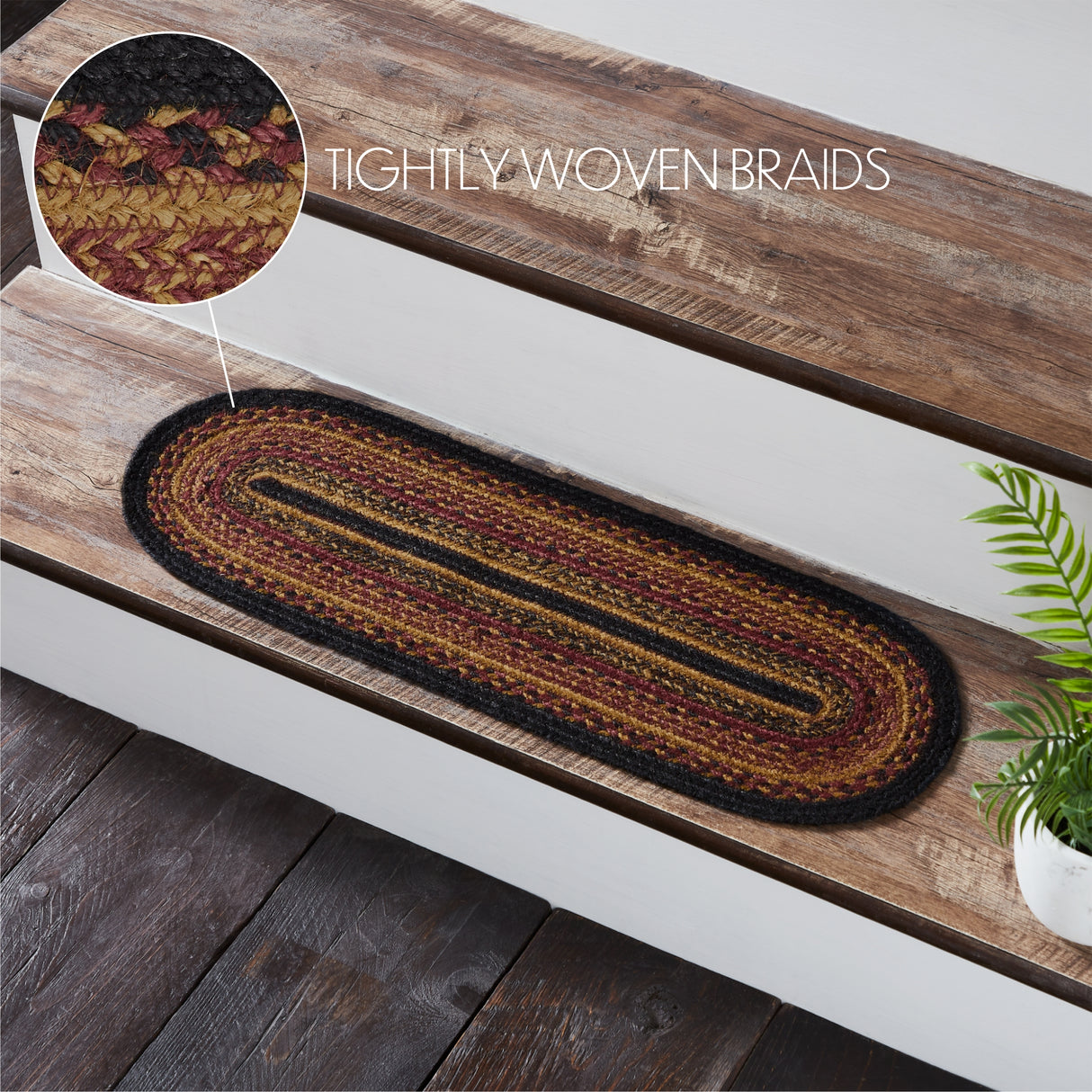 Heritage Farms Jute Stair Tread Oval Latex 8.5x27, Set of 7