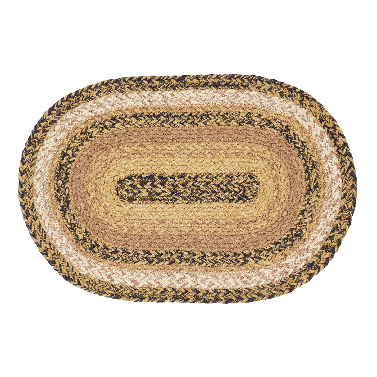 Kettle Grove, Dining Table Placemat, Braided Jute, Oval, Tan & Black, 10x15, 8 Pack 8 Pack