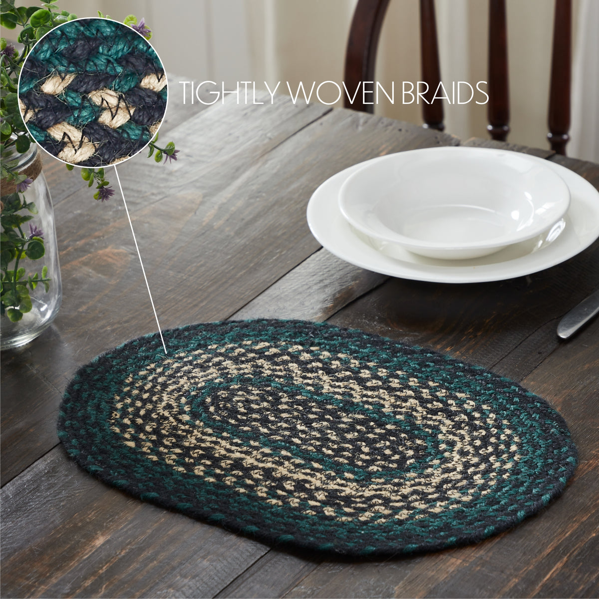 Pine Grove Pine Green 13x72 Table Runner & 6 pc 10x15 Placemat Set