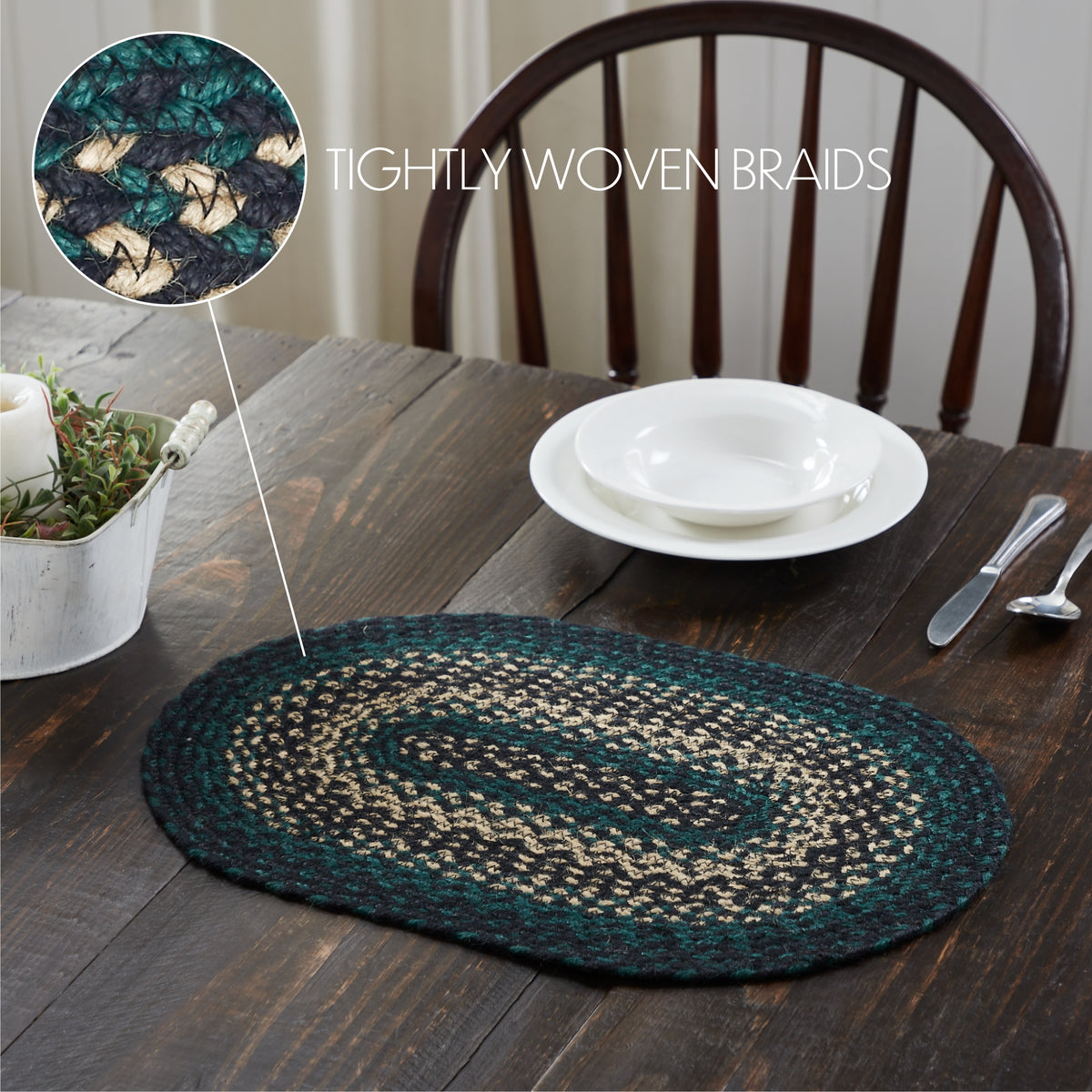 Pine Grove Pine Green 13x72 Table Runner & 6 pc 12x18 Placemat Set