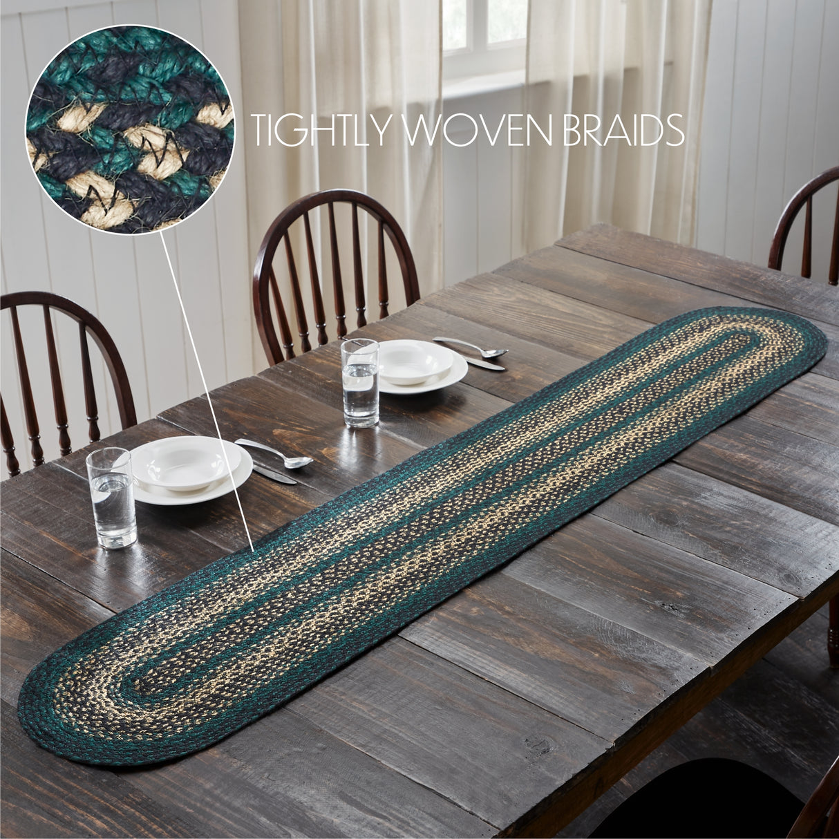 Pine Grove Pine Green 13x72 Table Runner & 6 pc 12x18 Placemat Set