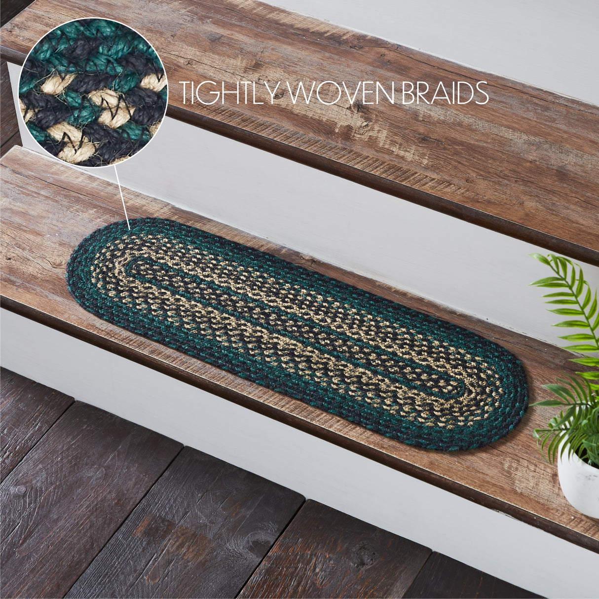 Pine Grove Jute Stair Tread Oval Latex 8.5x27, Set of 7