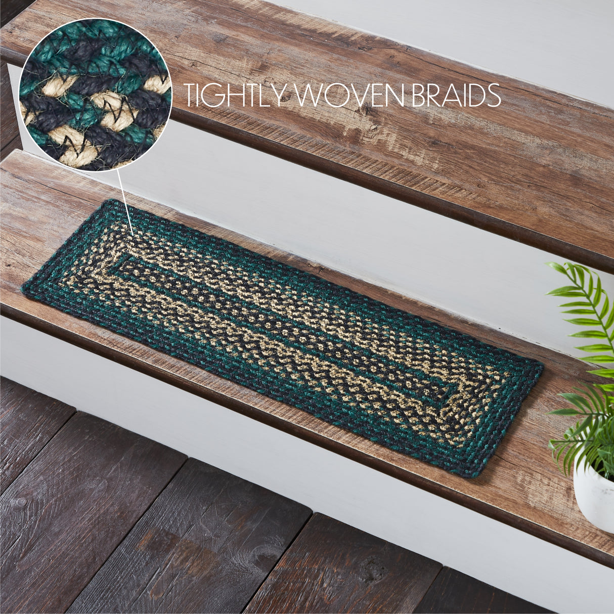 Pine Grove Jute Stair Tread Rect Latex 8.5x27, Set of 7