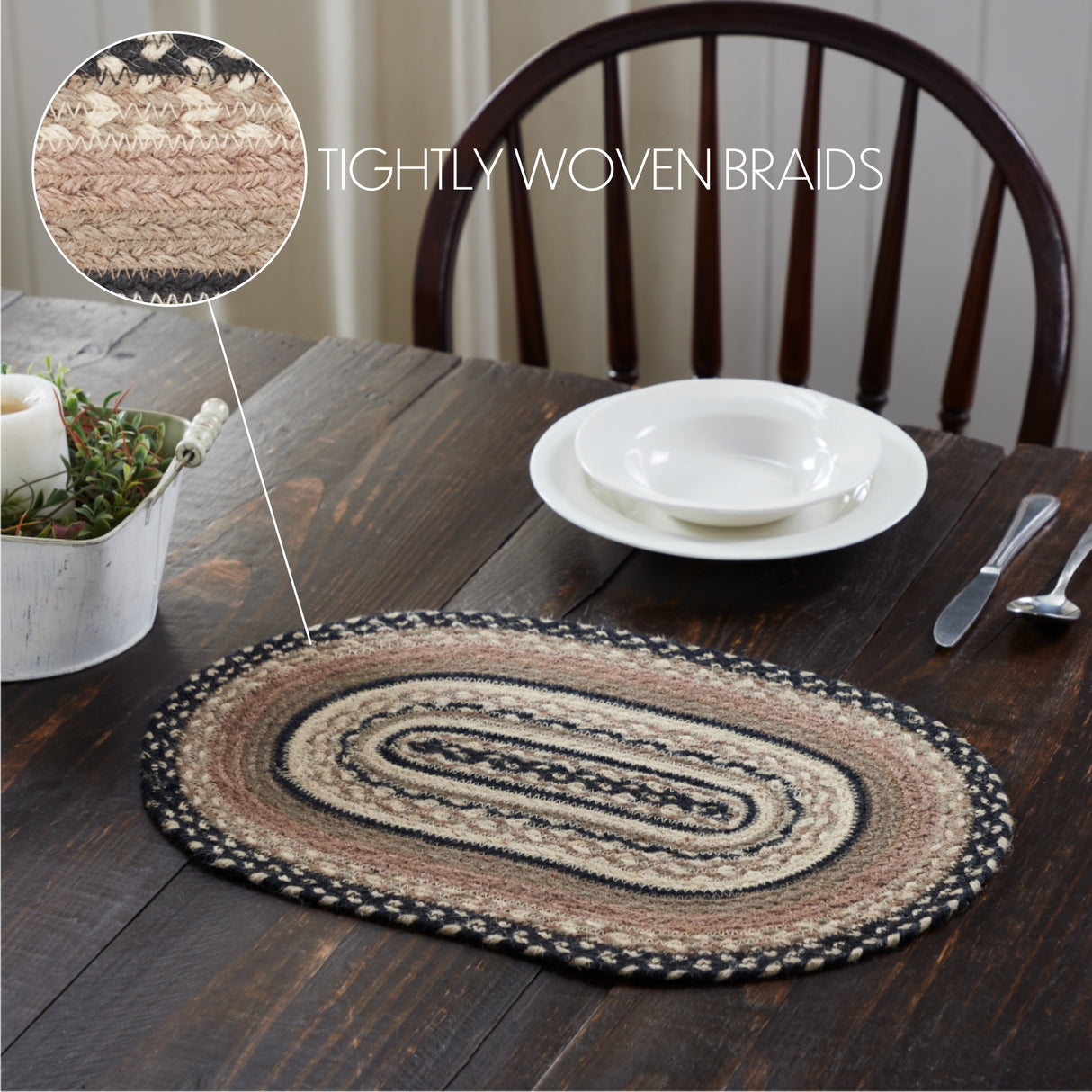 Sawyer Mill Charcoal Creme Asphalt 13x72 Table Runner & 6 pc 12x18 Placemat Set