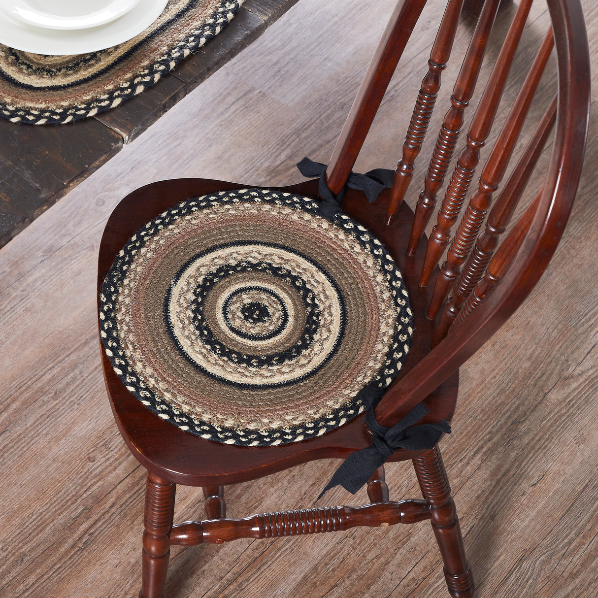 Sawyer Mill Charcoal Crème 15 Inch Jute Chair Pad