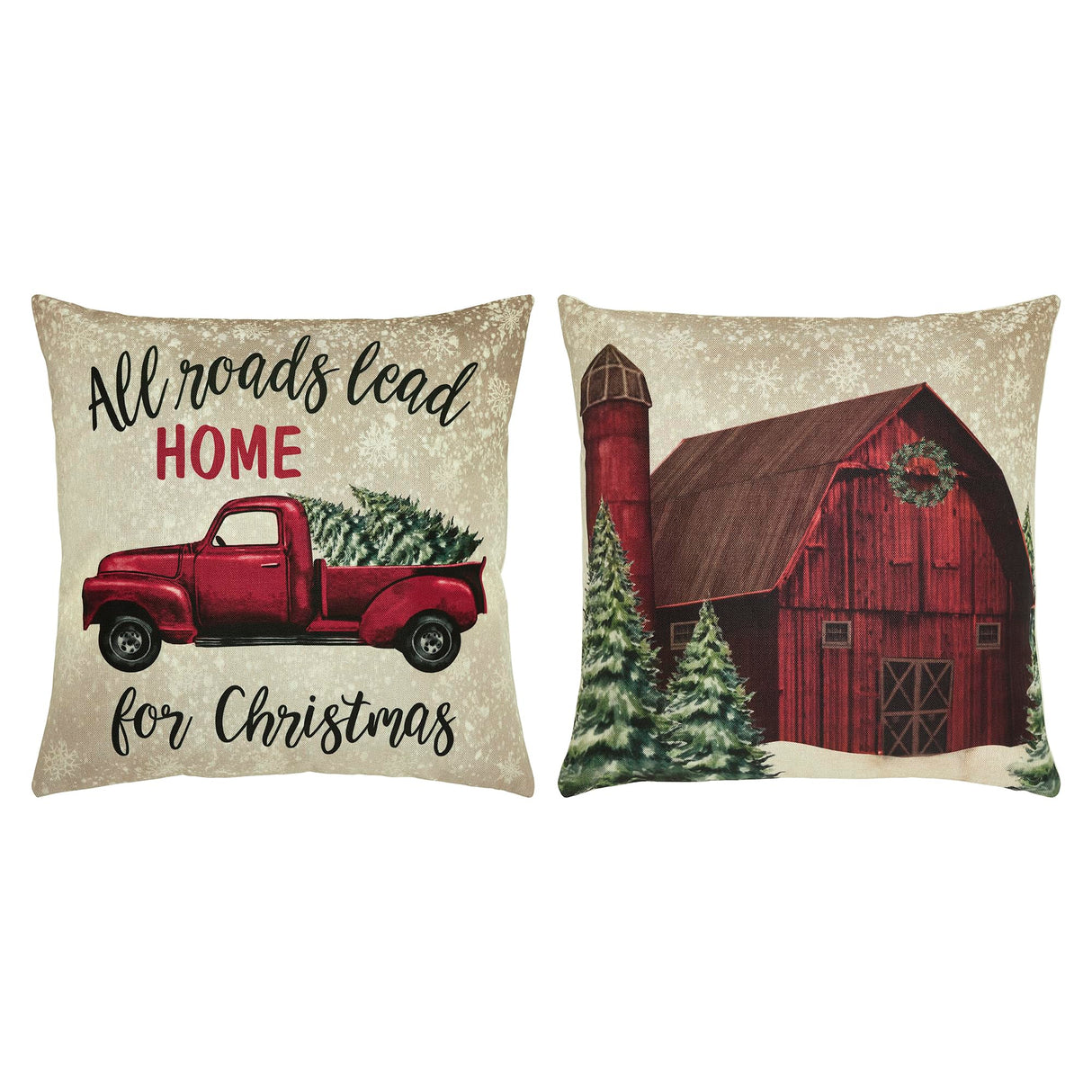 Christmas Farm Pillow Cover Set of 2 18Lx18W