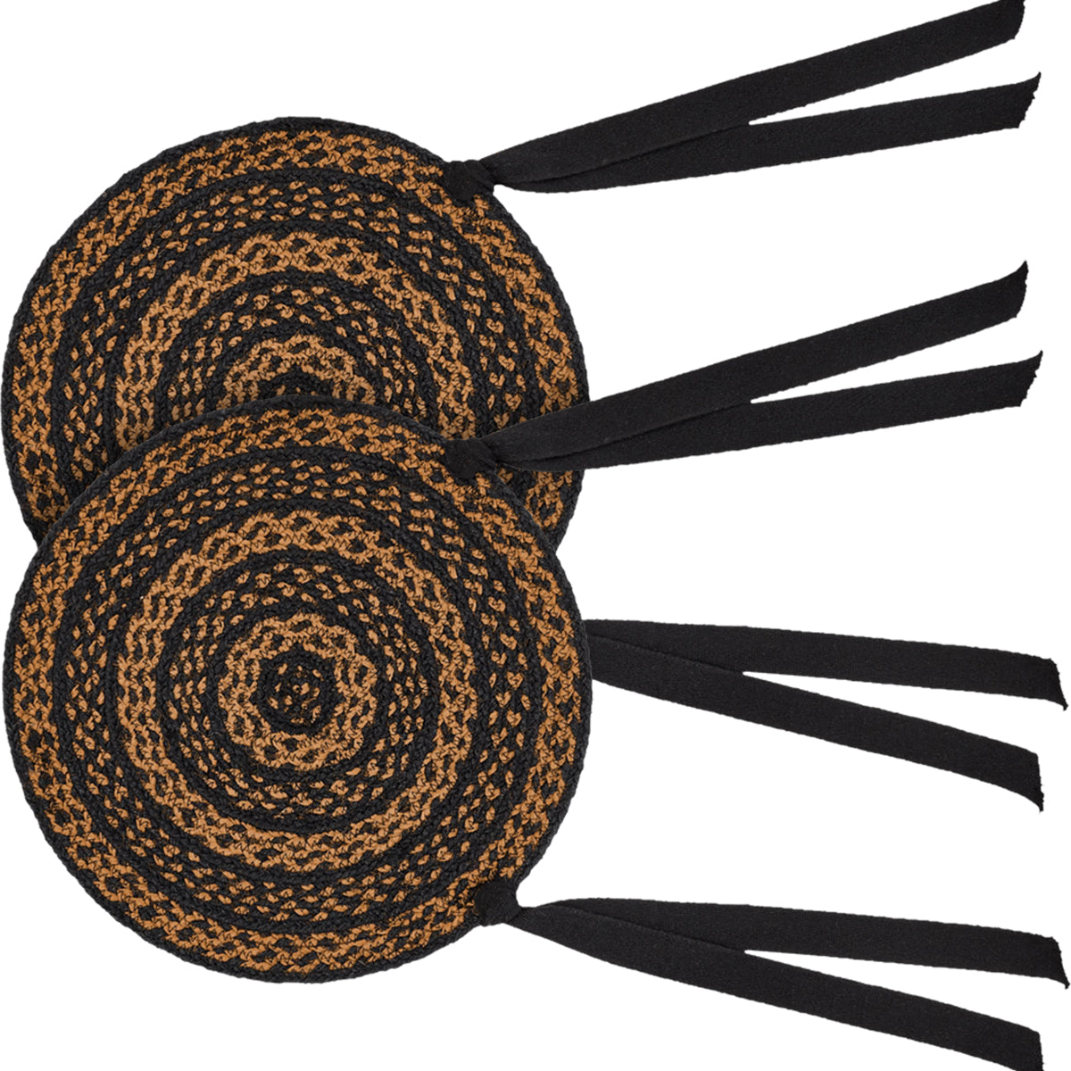 Black & Tan 15 Inch Braided Jute Chair Pad
