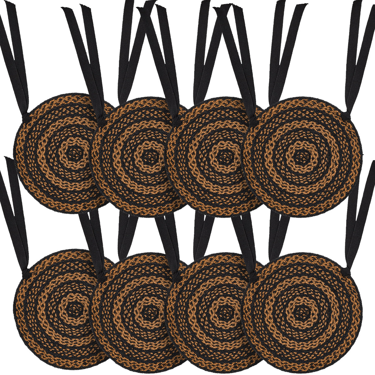 Black & Tan 15 Inch Braided Jute Chair Pad