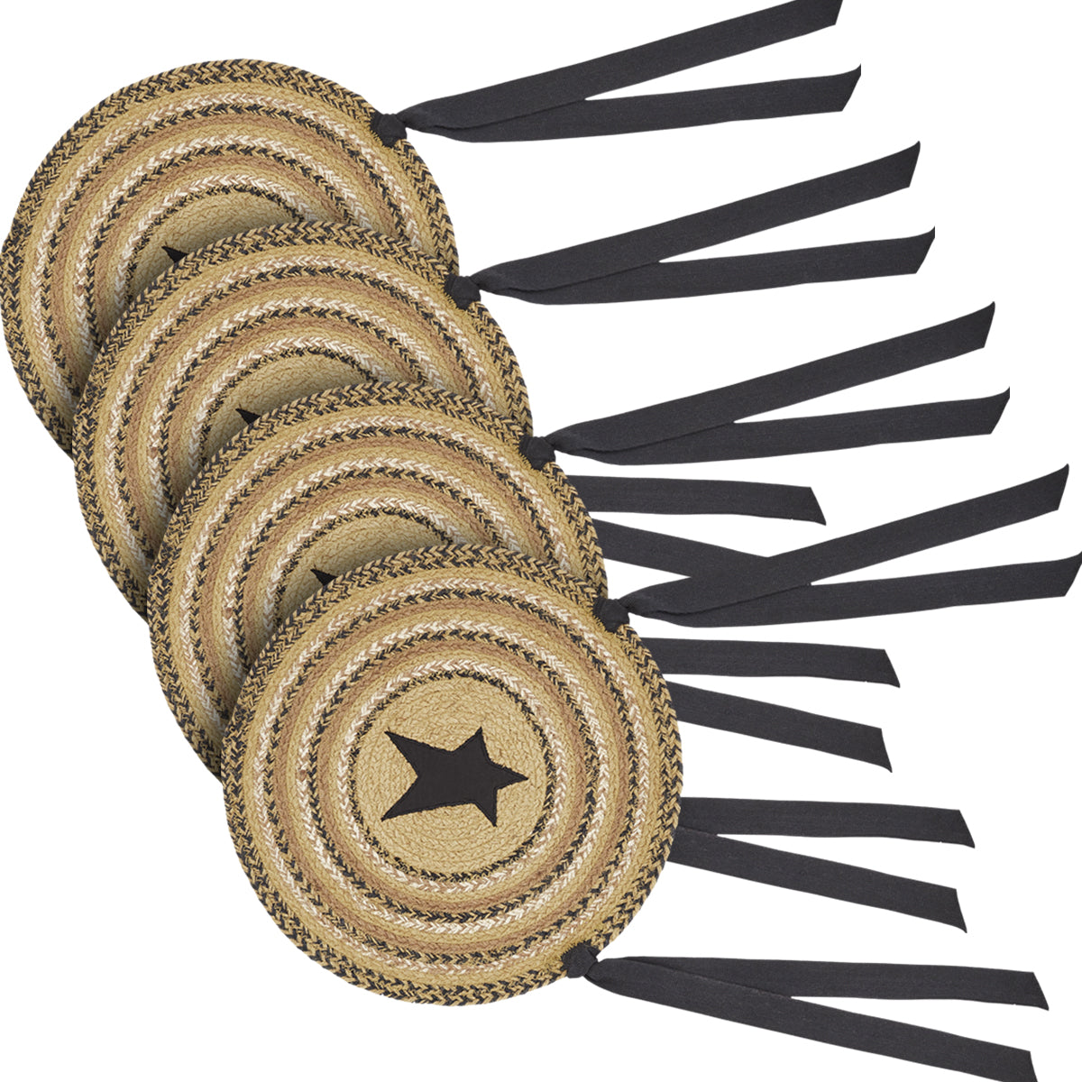 Kettle Grove 15 Inch Applique Star Jute Chair Pad