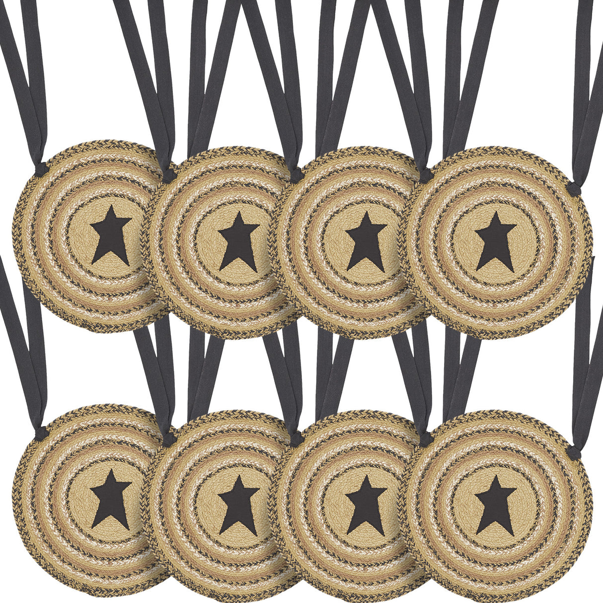 Kettle Grove 15 Inch Applique Star Jute Chair Pad