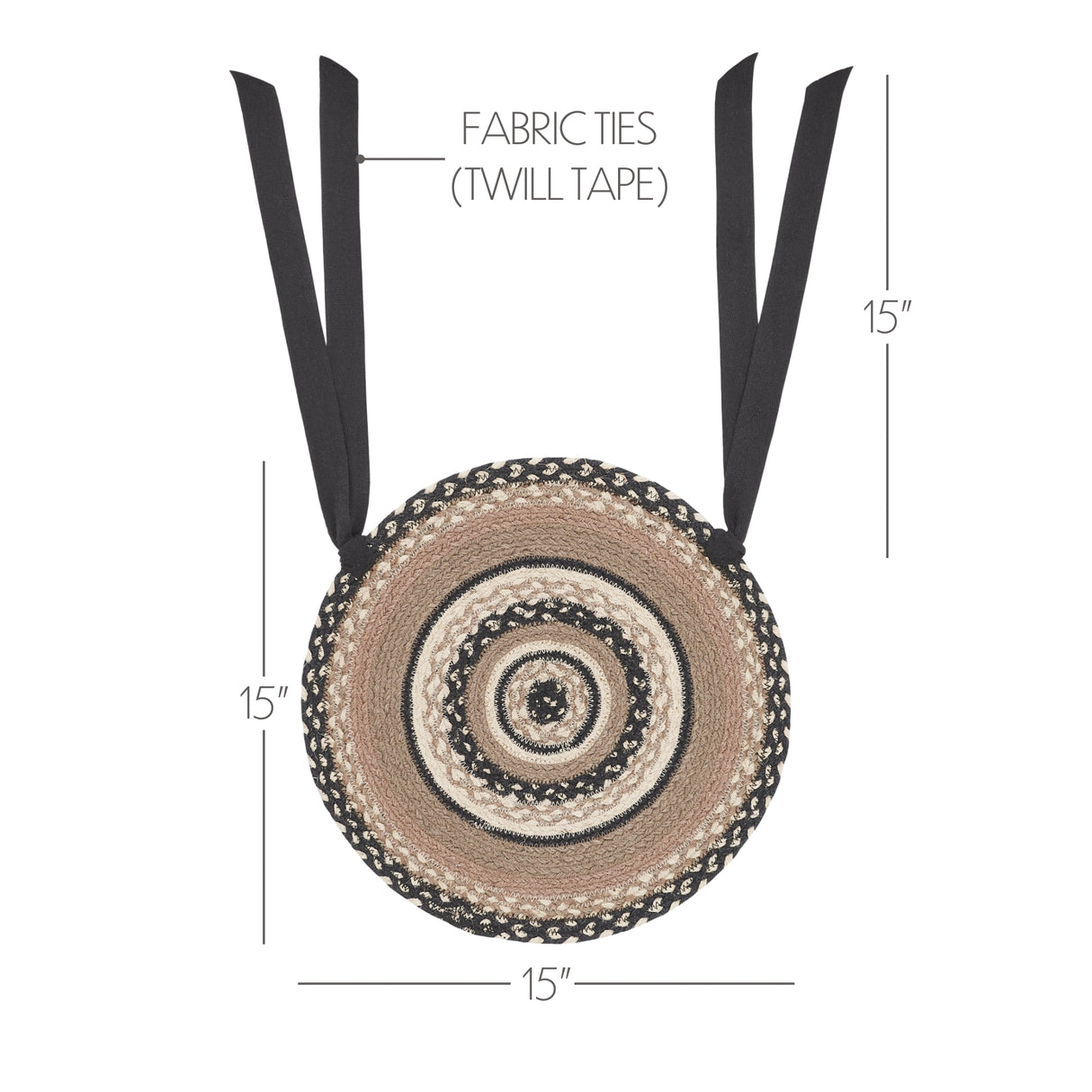 Sawyer Mill Charcoal Crème 15 Inch Jute Chair Pad