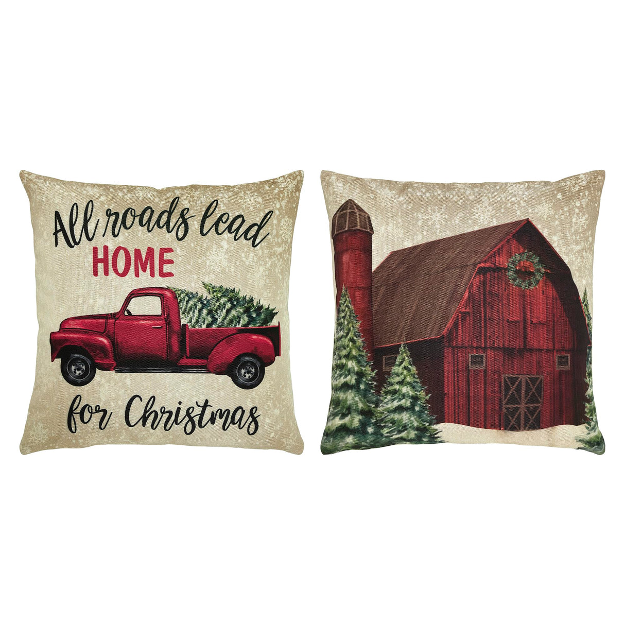 Christmas Farm Pillow Cover Set of 2 16Lx16W