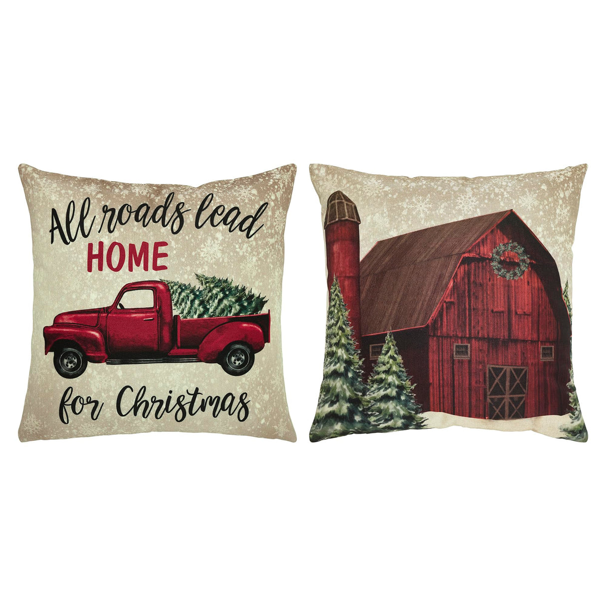Christmas Farm Pillow Cover Set of 2 20Lx20W