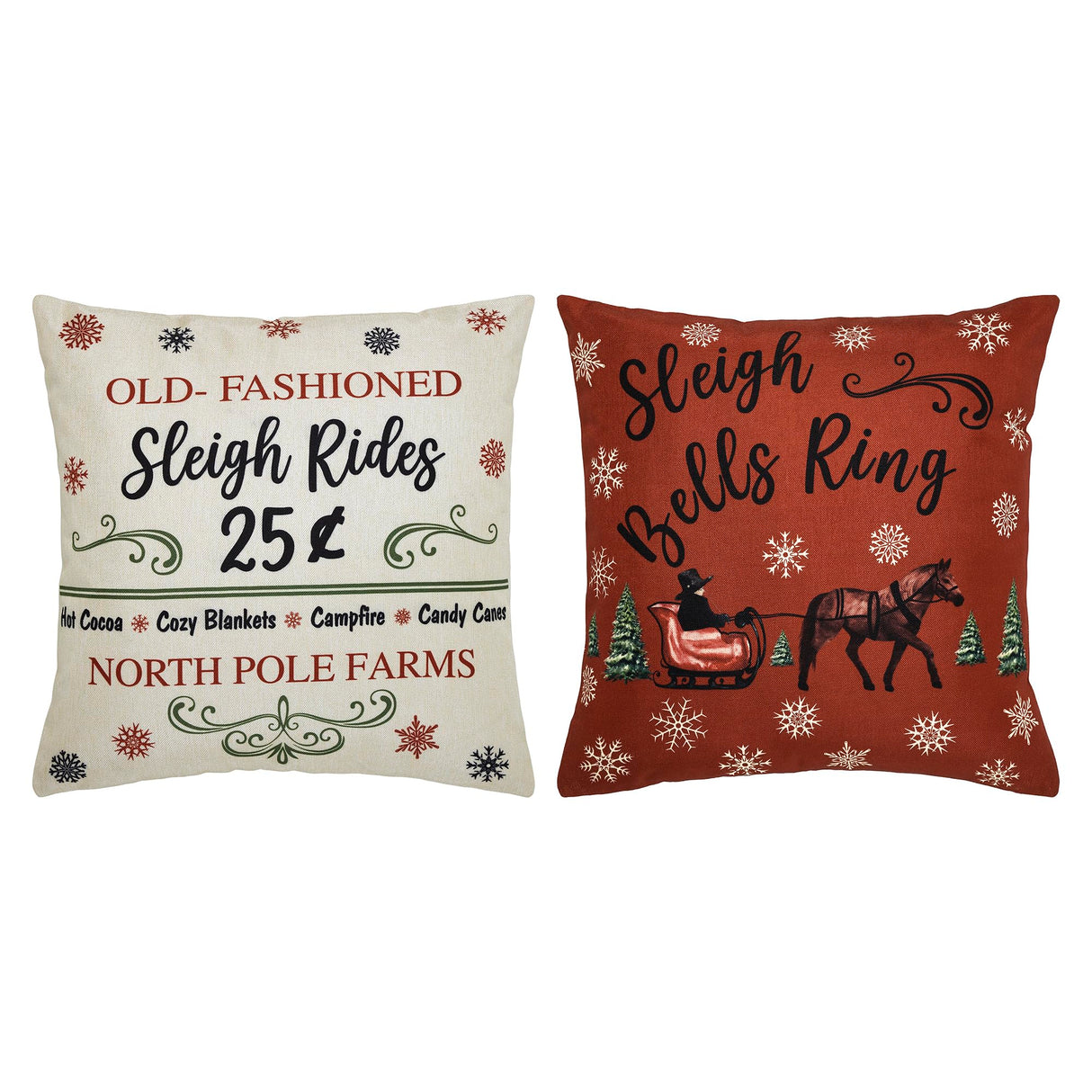 Sleigh Ride Pillow Cover Set of 2 20Lx20W