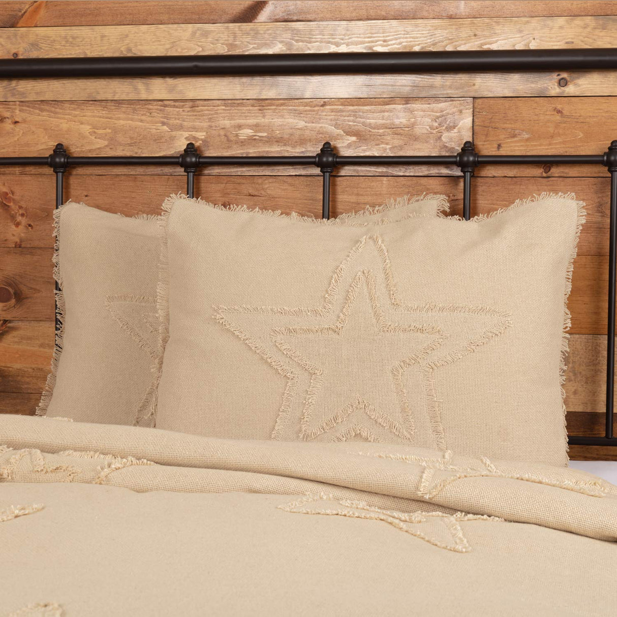 Burlap Vintage Star Standard Sham Set of 2 21x27