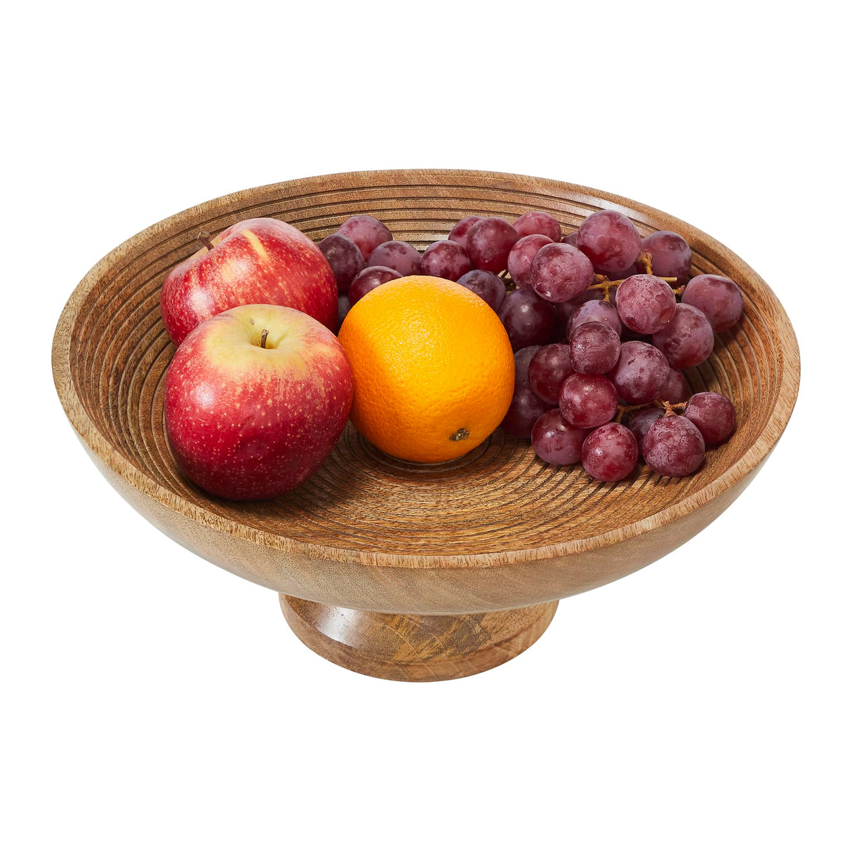 Ribbed Natural Wooden Bowl 12x12x5.75