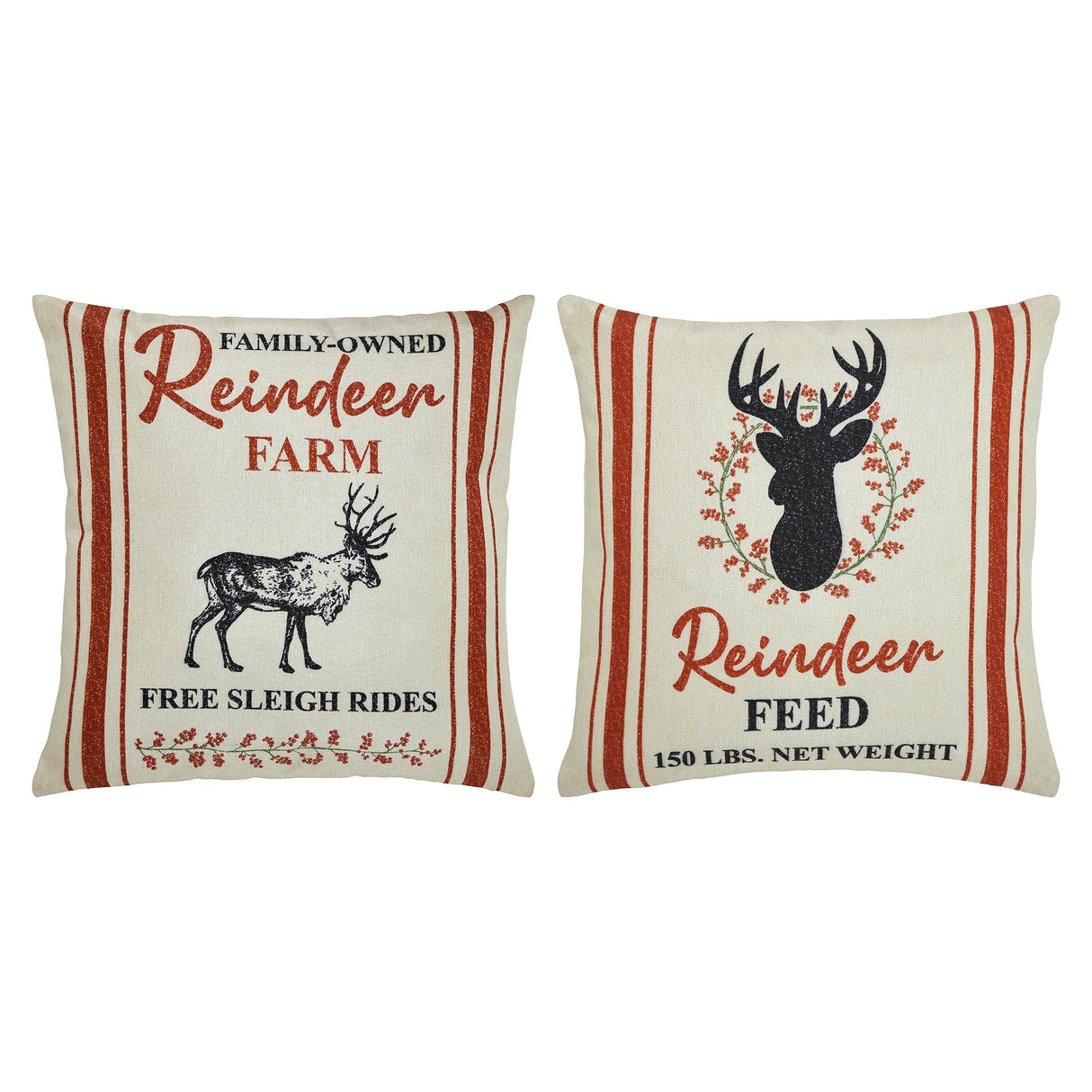 Reindeer Farm Pillow Cover Set of 2 20Lx20W