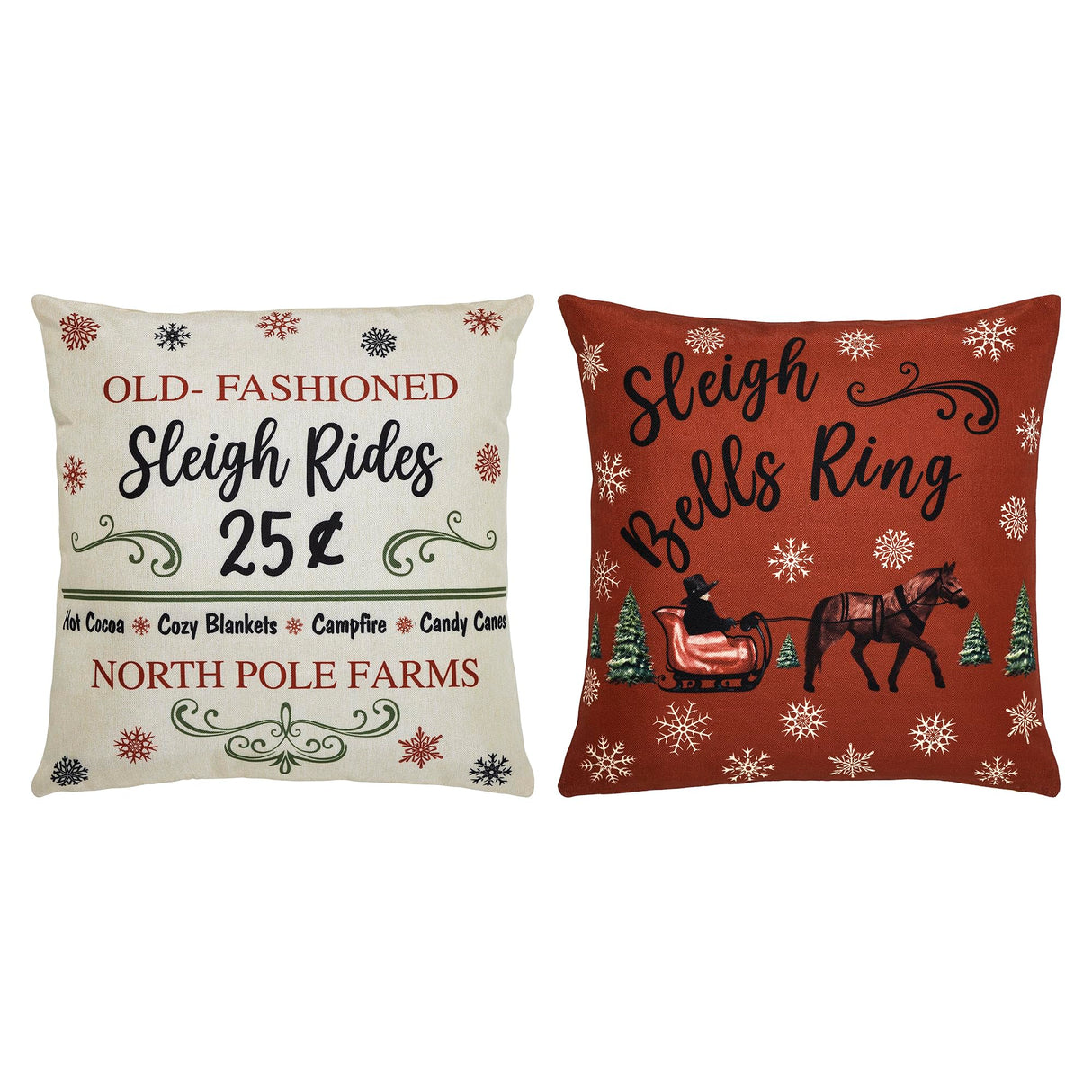 Sleigh Ride Pillow Cover Set of 2 18Lx18W