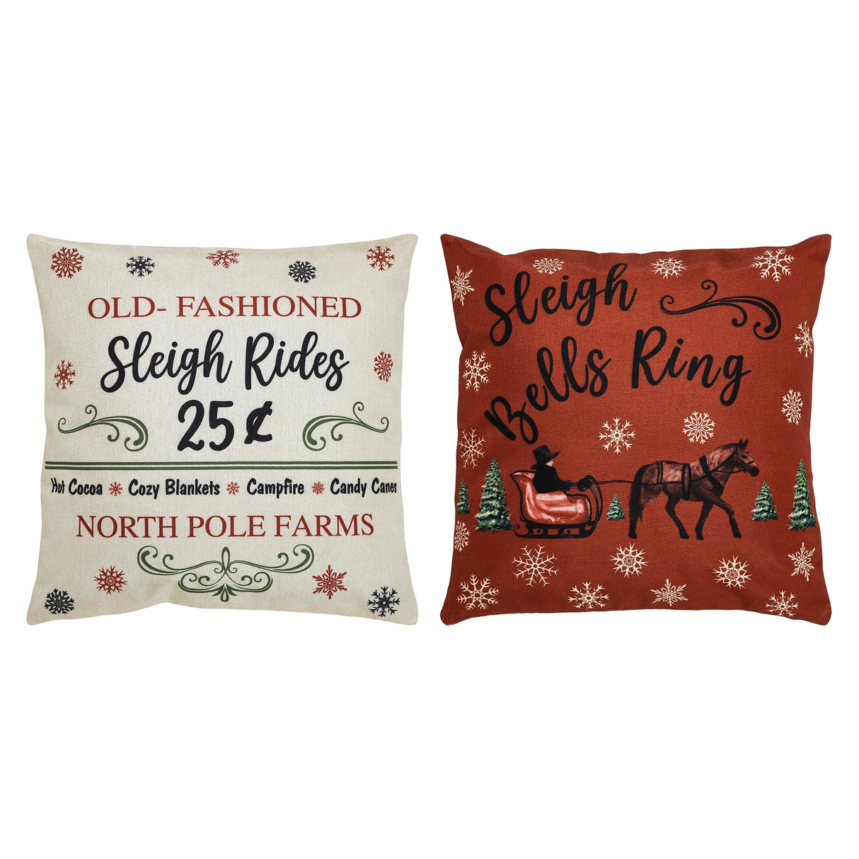 Sleigh Ride Pillow Cover Set of 2 16Lx16W