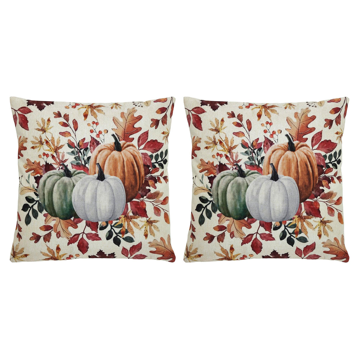 Pumpkin Floral Pillow Cover Set of 2 18Lx18W
