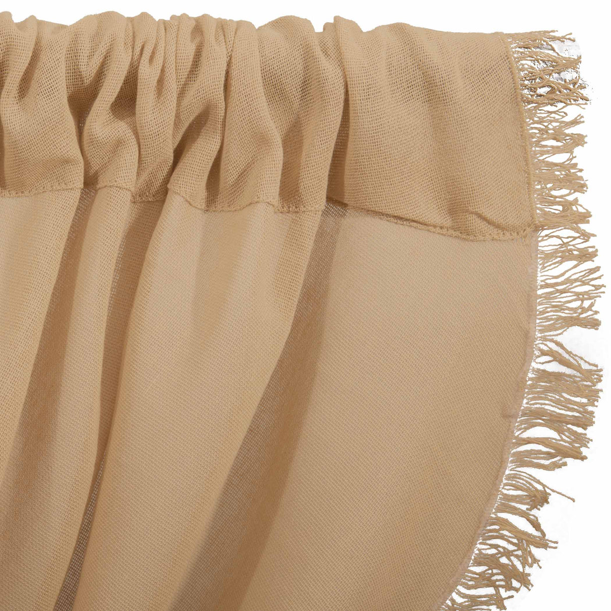 Tobacco Cloth Khaki Balloon Valance Fringed 15x60