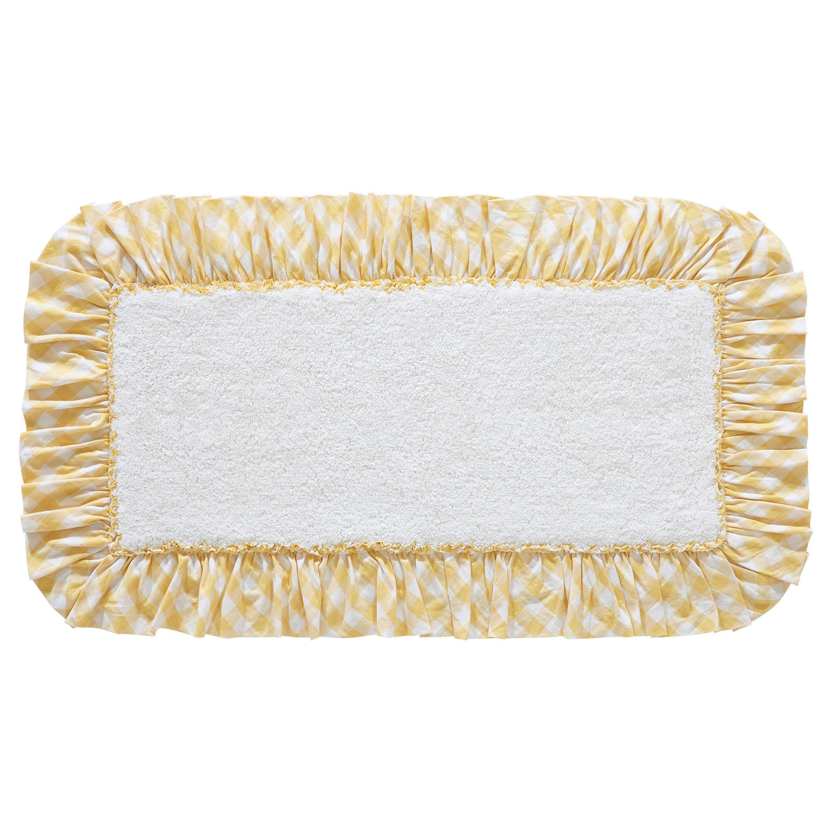 VHC Brands Annie Buffalo Check Cornsilk Yellow 2pc Bathhmat Set, 20x30 and 27x48