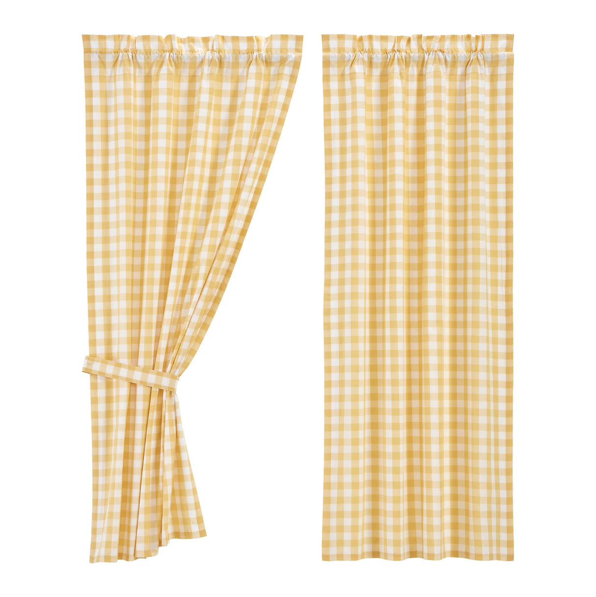 Annie Buffalo Yellow Check Short Panel Set of 2 63x36
