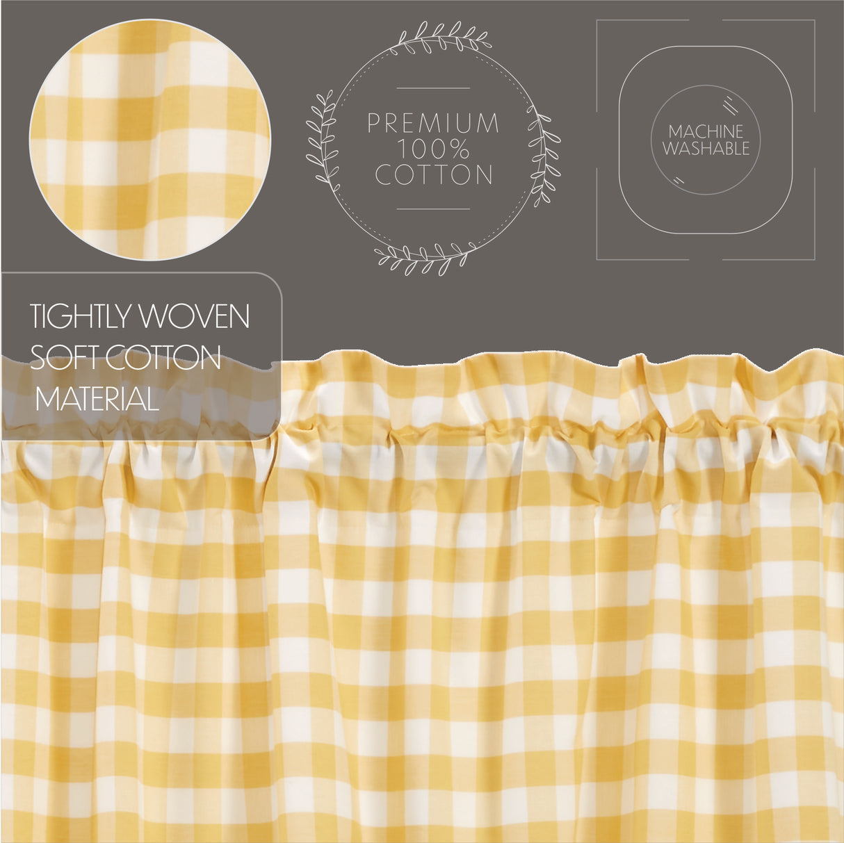 Annie Buffalo Yellow Check Short Panel Set of 2 63x36