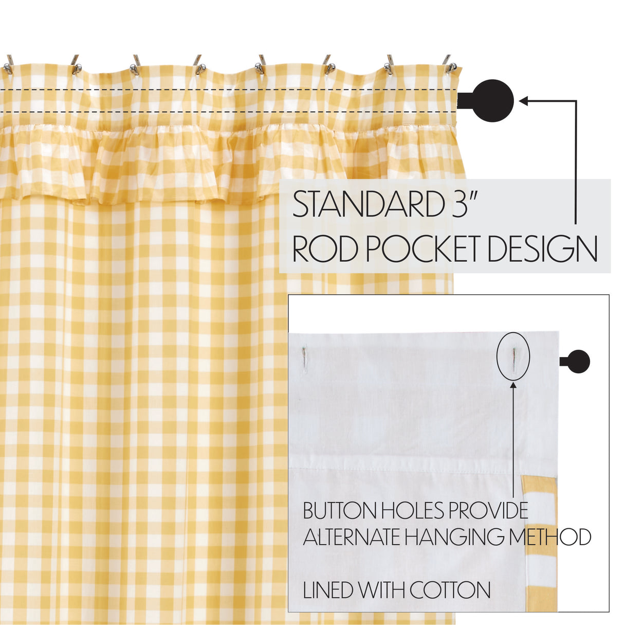 Annie Buffalo Yellow Check Ruffled Shower Curtain 72x72