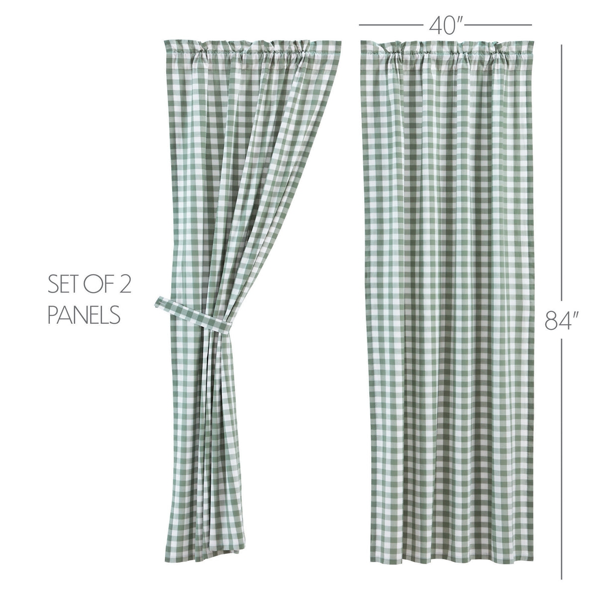 Annie Buffalo Green Check Panel Set of 2 84x40