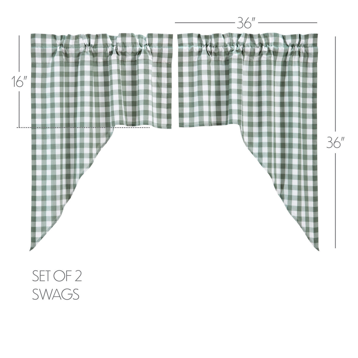 Annie Buffalo Green Check Swag Set of 2 36x36x16