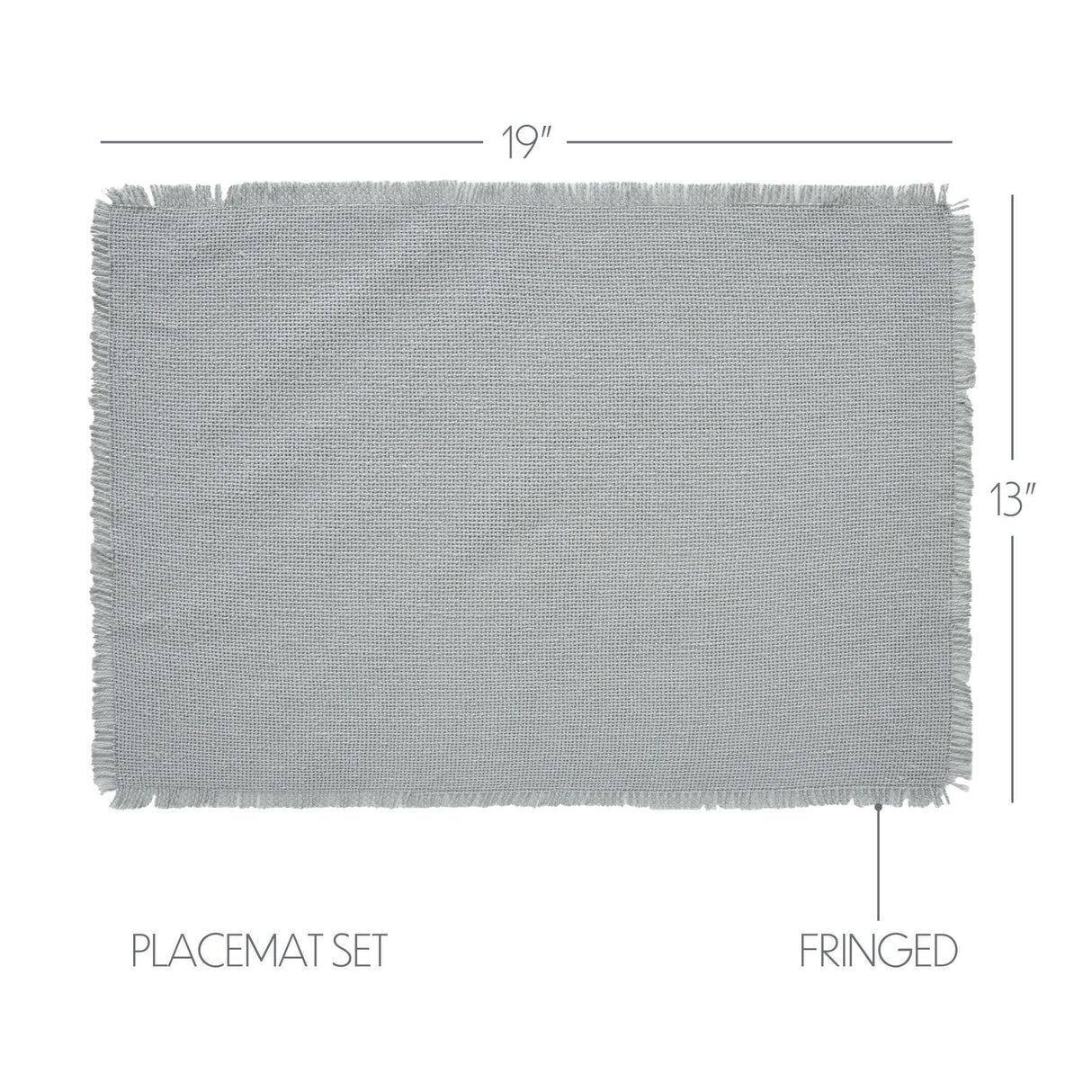 Burlap Dove Grey Placemat Set of 6 Fringed 13x19, 12 Pack