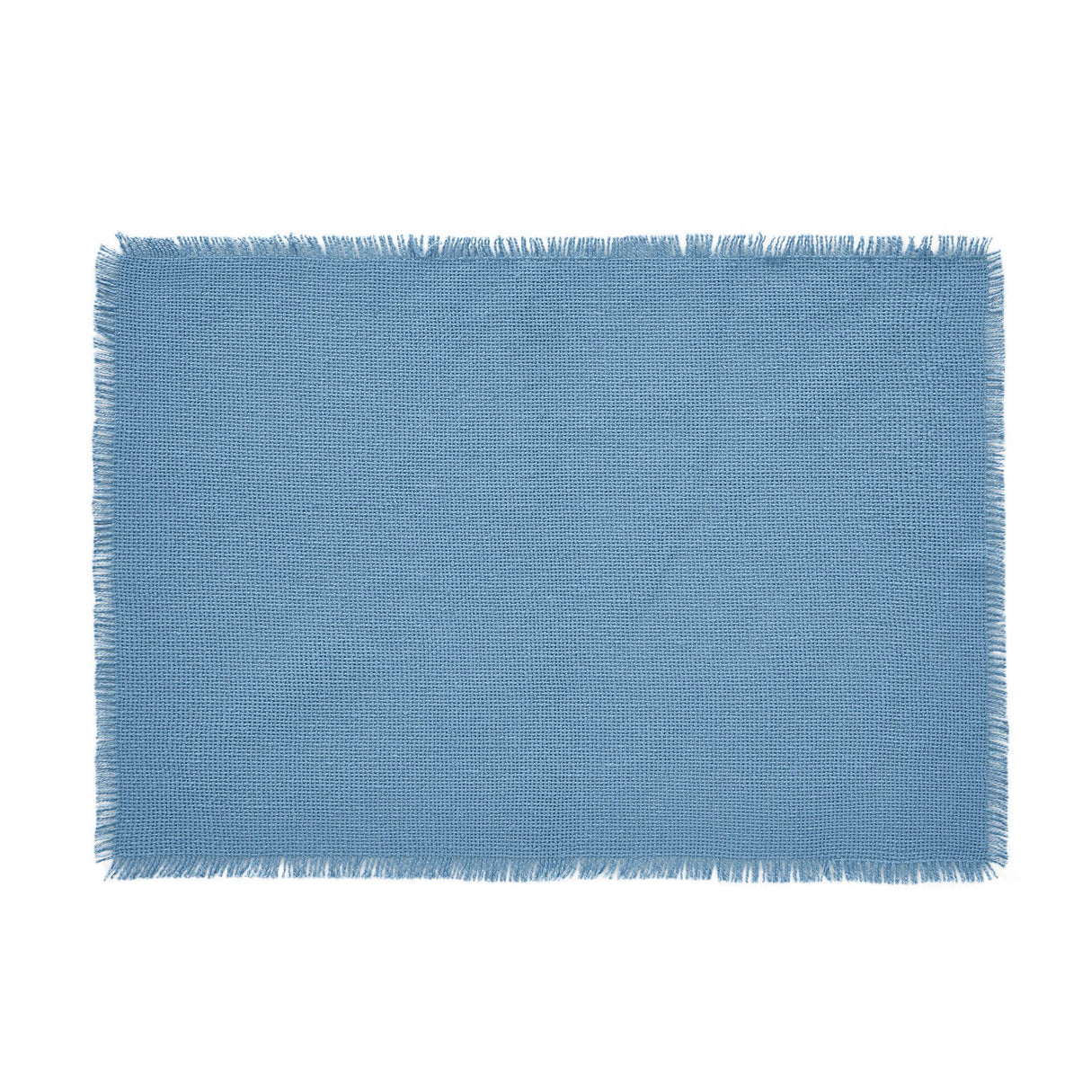 Burlap Blue Placemat Set of 6 Fringed 13x19, 12 Pack
