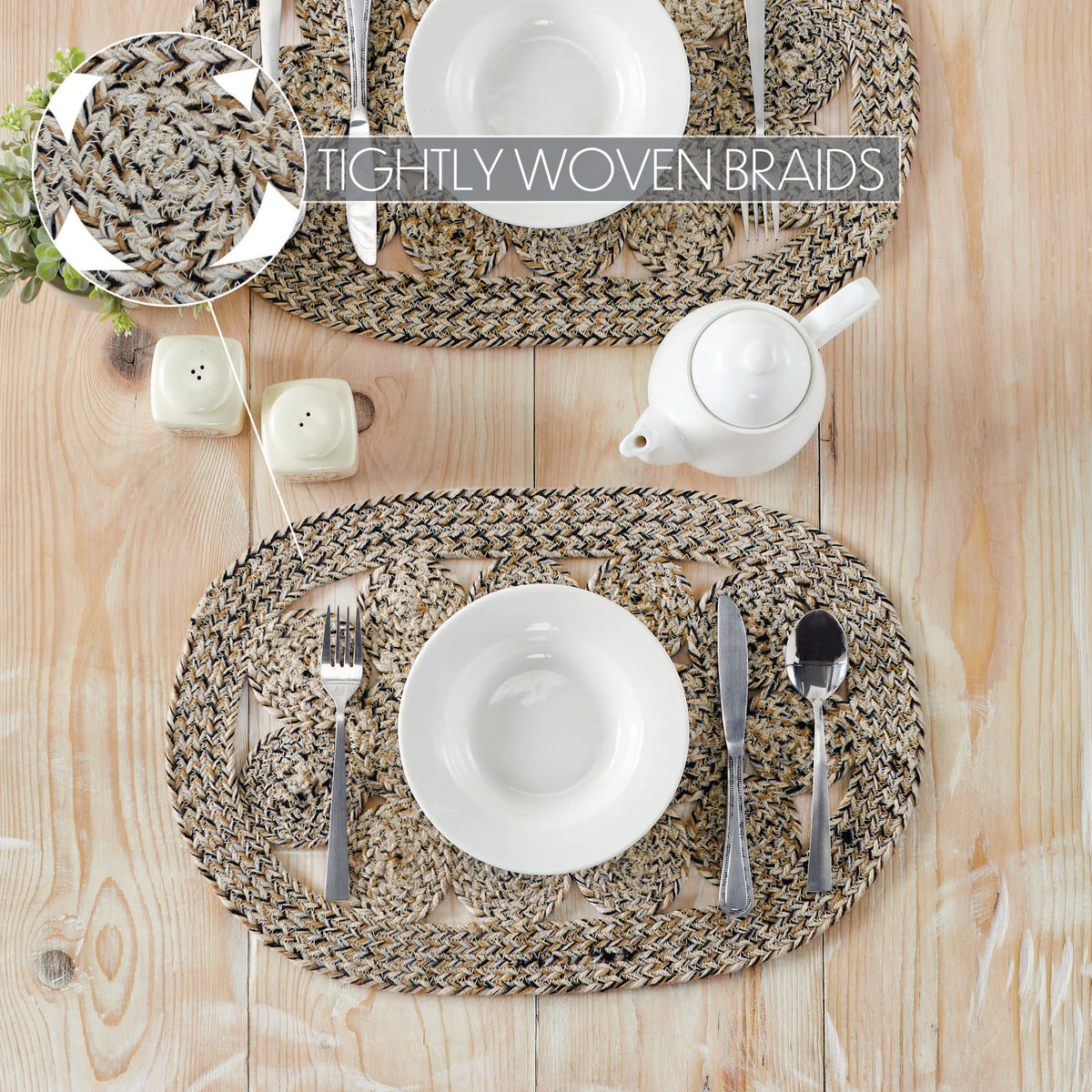 Celeste Dove Grey 12x72 Table Runner & 6 pc 13x19 Placemat Set