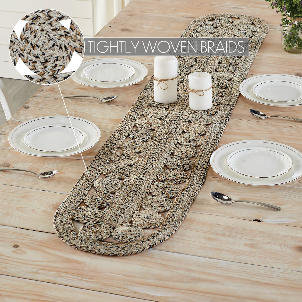 Celeste Dove Grey 12x72 Table Runner & 6 pc 13x19 Placemat Set